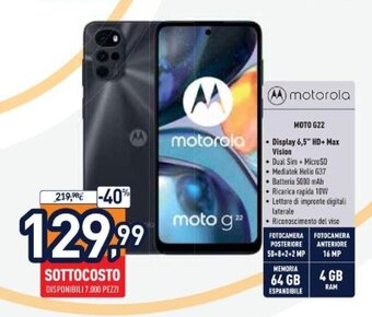 Unieuro motorola Moto G22 offerta