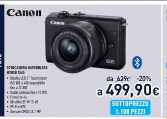 Unieuro Canon Fotocamera Mirrorless M200B 1545 offerta