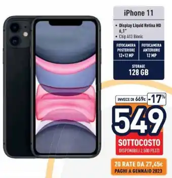 Unieuro iPhone 11 Display Liquid Retina HD 6.1" 128 GB offerta