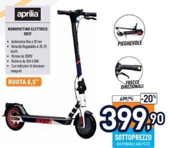 aprilia Monopattino Elettrico SRZF Ruota 8,5"