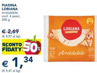 Esselunga Piadina Loriana arrotolabile conf. 4 pezzi, 300 g offerta