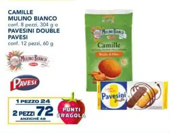 Esselunga Camille Mulino Bianco 8 pezzi , 304 g o Pavesini Double Pavesi 12 pezzi. 60 g offerta