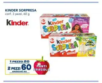 Esselunga Kinder Sorpresa 3 pezzi , 60 g 2 pezzi offerta