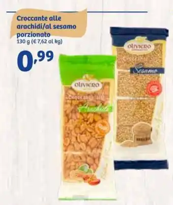 In'S Mercato Oliviero Croccante alle arachidi/al sesamo porzionato 130 g offerta