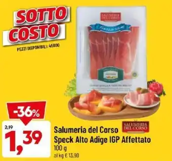 DPiù Salumeria del Corso Speck Alto Adige IGP Affettato 100 g offerta