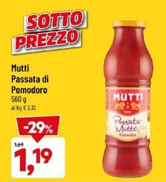 DPiù Mutti Passata di Pomodoro 560 g offerta