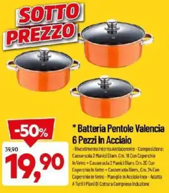 DPiù Batteria Pentole Valencia 6 Pezzi in Acciaio offerta