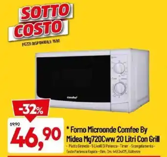 DPiù Forno Microonde Comfee By Midea Mg720Cww 20 Litri Con Grill offerta
