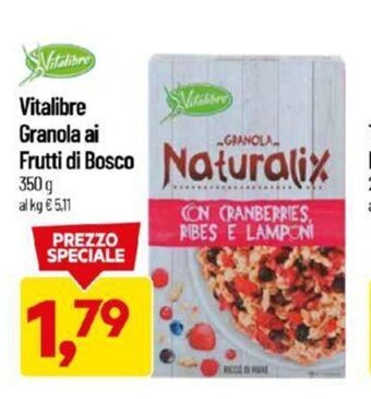 DPiù Vitalibre Granola ai Frutti di Bosco 350 g offerta