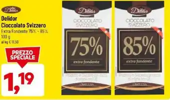 DPiù Delidor Cioccolato Svizzero 100 g offerta