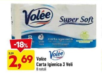 DPiù Volée Carta Igienica 3 Veli 8 rotoli offerta