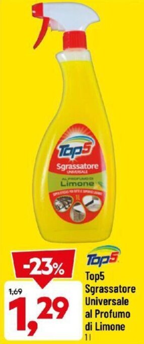 DPiù Top5 Sgrassatore Universale al Profumo di Limone 1 l offerta