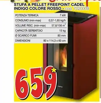 Stufa a pellet freepoint cadel indigo colore roso