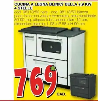 Mondo Brico Cucina a legna blinki bella 7.9 kw 4 stelle offerta