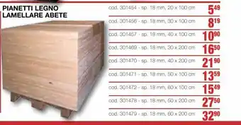 Pianetti legno lamellare abete 18mm, 20x100cm
