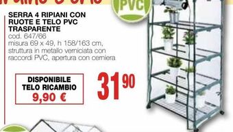 Mondo Brico Serra 4 ripiani con ruote e telo pvc trasparente offerta