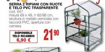 Serra 2 ripiani con ruote e telo pvc trasparente