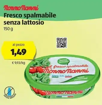 ALDI Nonno Nanni Il Fresco Spalmabile Senza Lattosio 150 G(ml) offerta