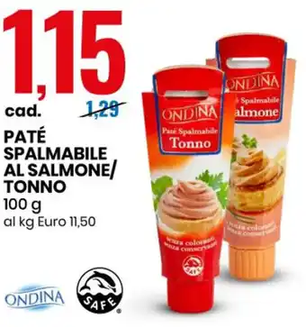 Eurospin Ondina Patè Spalmabile al salmone/tonno 100 g offerta