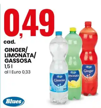 Eurospin Blues Ginger/Limonata/Gassosa 1.5 l offerta