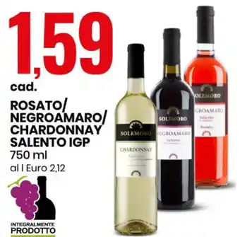 Eurospin Solemoro Rosato/Negroamaro/Chardonnay Salento Igp 750 ml offerta