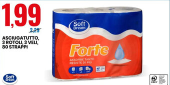 Eurospin Soft Dream Asciugatutto, 3 Rotoli, 3 Veli 80 Strappi offerta