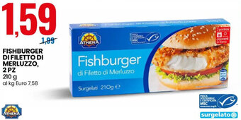 Eurospin Athena Fishburger Di Filetto Di Merluzzo 2 Pz 210 g offerta