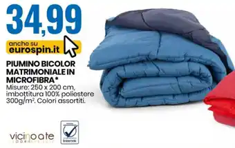 Eurospin Piumino Bicolor Matrimoniale In Microfibra 250 x 200 cm offerta