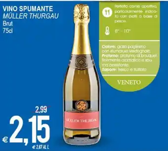 MD Discount Müller Thurgau Vino Spumante Brut 75 cl offerta