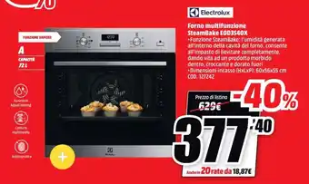 MediaWorld Electrolux Forno multifunzione SteamBake EOD3S40X offerta