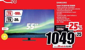 MediaWorld Samsung Smart TV QLED 4K 55Q80B offerta