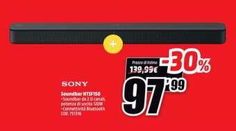 MediaWorld Sony Soundbar HTSF150 offerta