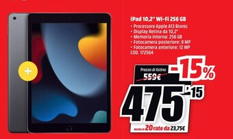 MediaWorld iPad 10,2" Wi-Fi 256 GB offerta