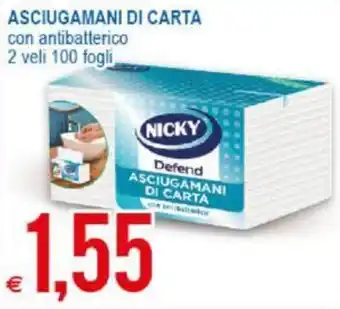 MD Discount Nicky Asciugamani di Carta Con Antibatterico 2 Veli 100 Fogli offerta