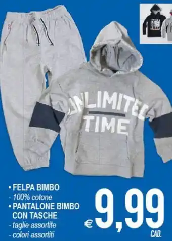 MD Discount Felpa Bimbo, Pantalone Bimbo Con Tasche offerta