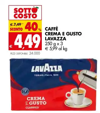 Tigros Lavazza Crema E Gusto Caffè 250 g x 3 offerta