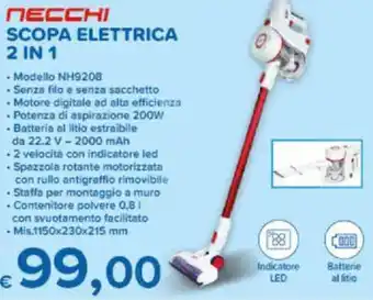 MD Discount Necchi Scopa Elettrica 2 in 1 Mis. 1150 x 230 x 215 mm offerta