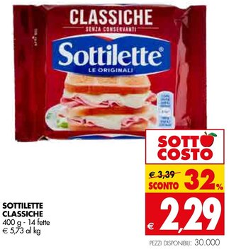 Tigros Sottilette Classiche 400 g - 14 Fette offerta