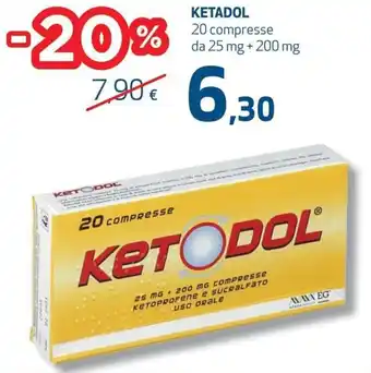Ketadol 20 compresse da 25 mg + 200 mg
