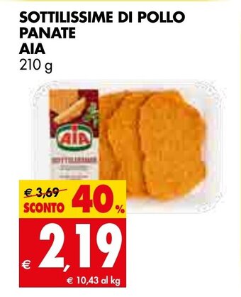 Tigros AIA Sottilissime Di Pollo Panate 210 g offerta