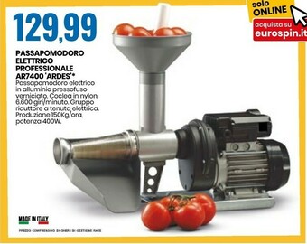 Eurospin Ardes Passapomodoro Elettrico Professionale AR7400 offerta