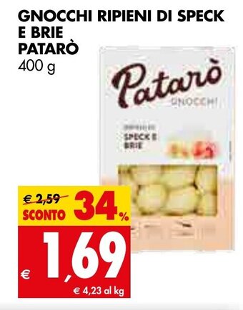 Tigros Patarò Gnocchi Ripieni di Speck E Brie 400 g offerta