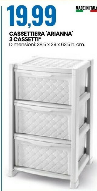 Eurospin Cassettiera Ariana 3 Cassetti offerta