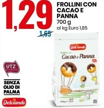 Eurospin Dolciando Frollini Con Cacao E Panna Senza Olio Di Palma offerta