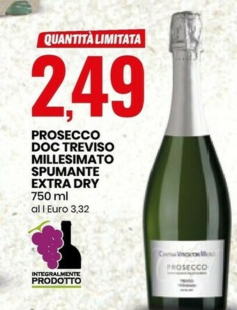 Eurospin Prosecco DOC Treviso Millesimato Spumante Extra Dry offerta