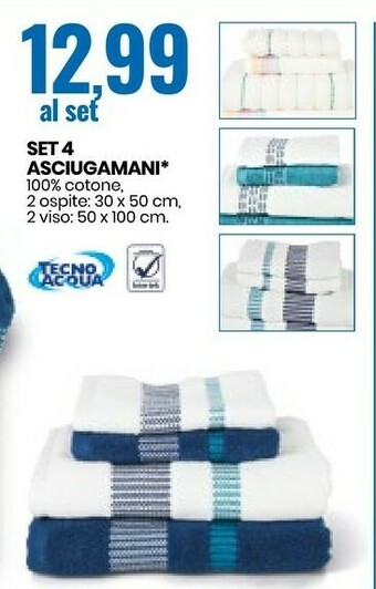 Eurospin Tecno Acqua Set 4 Asciugamani offerta