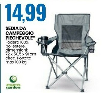 Eurospin Curo Garden Sedia Da Campeggio Pieghevole offerta
