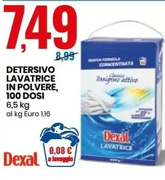 Eurospin Dexal Detersivo Lavatrice In Polvere 100 Dosi offerta