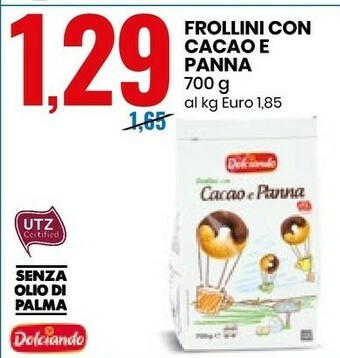 Eurospin Dolciando Frollini Con Cacao E Panna Senza Olio Di Palma offerta