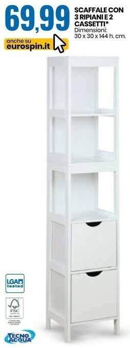 Eurospin Scaffale Con 3 Ripiani E 2 Cassetti offerta